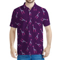 Purple And Teal Giraffe Pattern Print Men's Polo Shirt