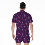 Purple And Teal Giraffe Pattern Print Men's Rompers