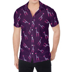 Purple And Teal Giraffe Pattern Print Men's Shirt