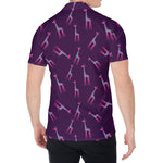 Purple And Teal Giraffe Pattern Print Men's Shirt