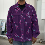 Purple And Teal Giraffe Pattern Print Men's Shirt Jacket