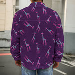 Purple And Teal Giraffe Pattern Print Men's Shirt Jacket