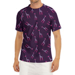 Purple And Teal Giraffe Pattern Print Men's Short Sleeve Rash Guard