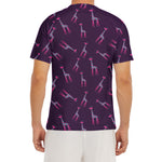 Purple And Teal Giraffe Pattern Print Men's Short Sleeve Rash Guard