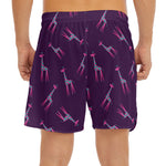 Purple And Teal Giraffe Pattern Print Men's Split Running Shorts