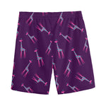 Purple And Teal Giraffe Pattern Print Men's Sports Shorts