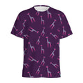 Purple And Teal Giraffe Pattern Print Men's Athletic T-Shirt