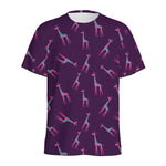 Purple And Teal Giraffe Pattern Print Men's Sports T-Shirt