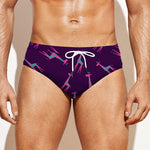Purple And Teal Giraffe Pattern Print Men's Swim Briefs