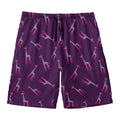 Purple And Teal Giraffe Pattern Print Men's Swim Trunks