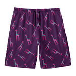 Purple And Teal Giraffe Pattern Print Men's Swim Trunks