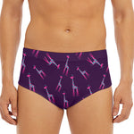 Purple And Teal Giraffe Pattern Print Men's Triangle Swim Briefs