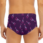 Purple And Teal Giraffe Pattern Print Men's Triangle Swim Briefs