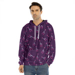 Purple And Teal Giraffe Pattern Print Men's Velvet Pullover Hoodie