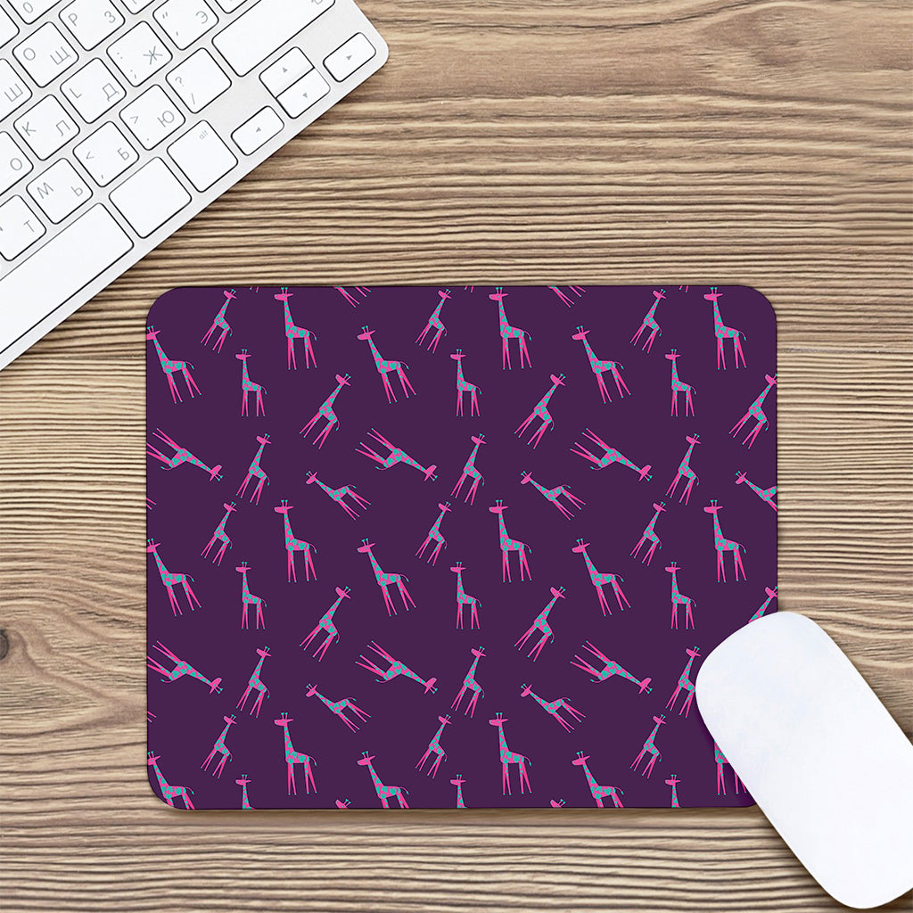 Purple And Teal Giraffe Pattern Print Mouse Pad