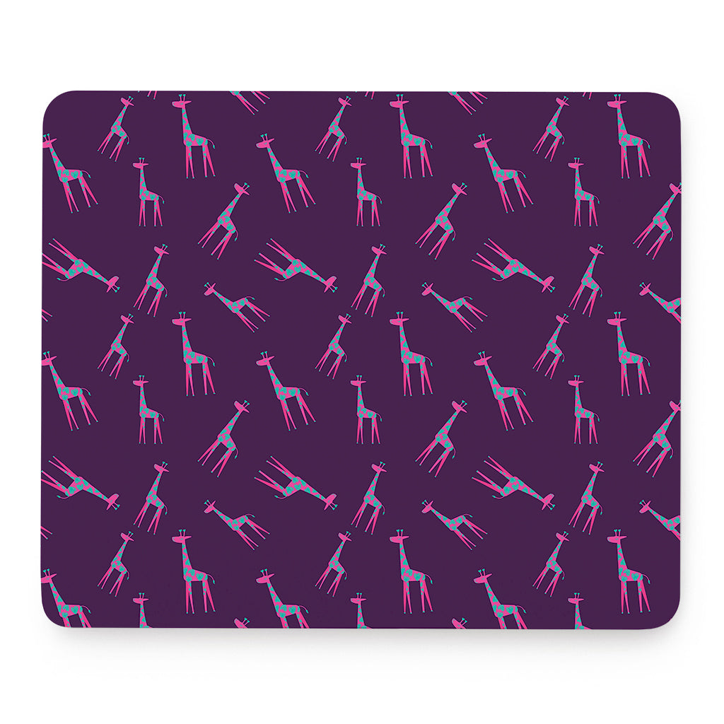 Purple And Teal Giraffe Pattern Print Mouse Pad