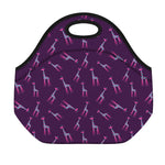Purple And Teal Giraffe Pattern Print Neoprene Lunch Bag