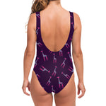 Purple And Teal Giraffe Pattern Print One Piece Swimsuit