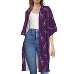 Purple And Teal Giraffe Pattern Print Open Front Beach Cover Up