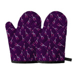 Purple And Teal Giraffe Pattern Print Oven Mitts