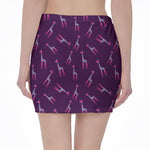 Purple And Teal Giraffe Pattern Print Pencil Mini Skirt