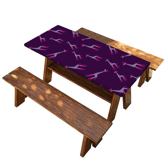 Purple And Teal Giraffe Pattern Print Picnic Table Cover