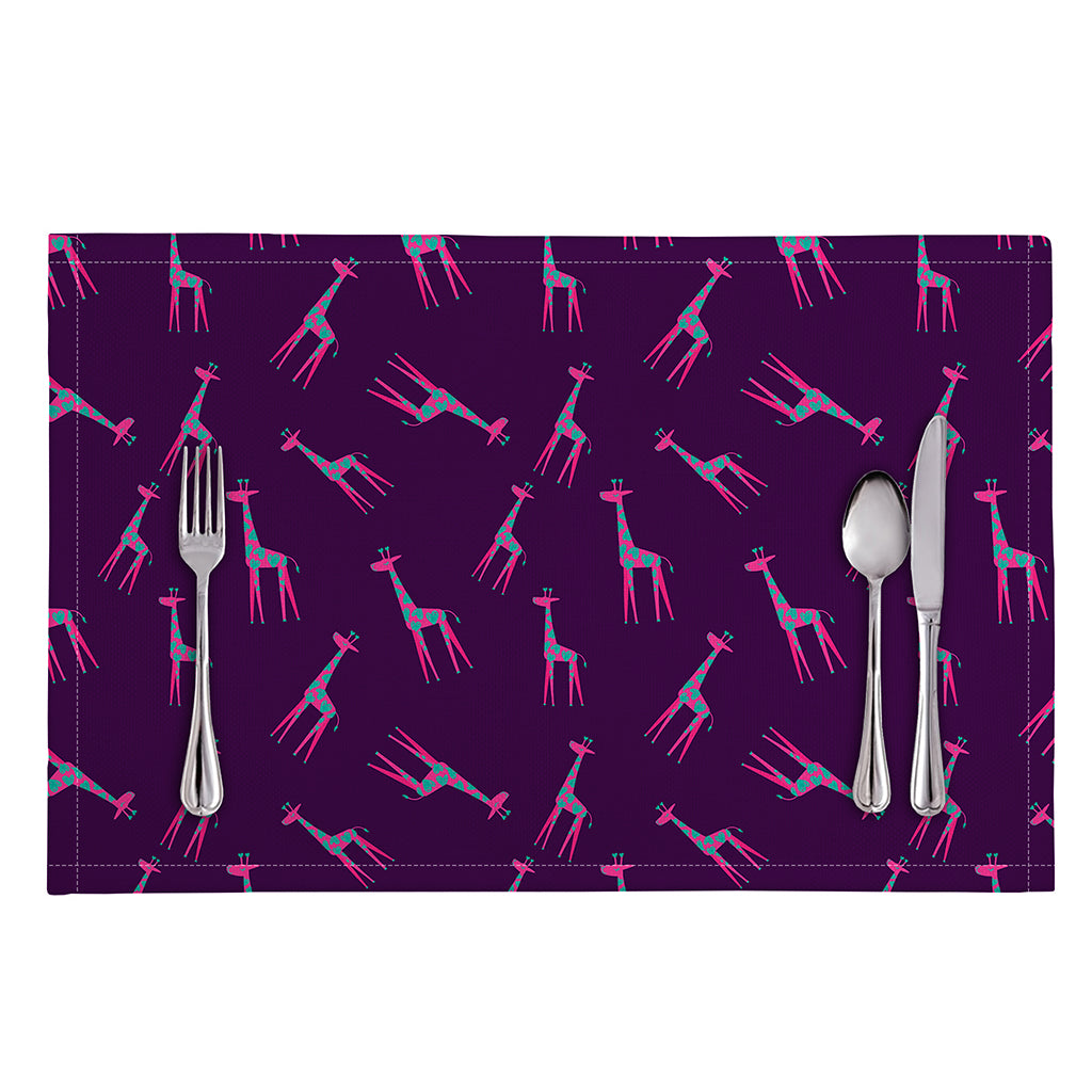 Purple And Teal Giraffe Pattern Print Placemat