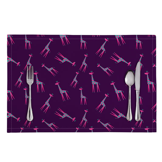 Purple And Teal Giraffe Pattern Print Placemat