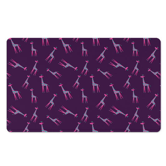 Purple And Teal Giraffe Pattern Print Polyester Doormat