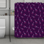 Purple And Teal Giraffe Pattern Print Polyester Shower Curtain