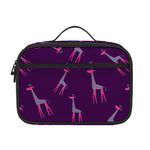 Purple And Teal Giraffe Pattern Print Portable Lunch Bag