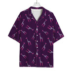 Purple And Teal Giraffe Pattern Print Rayon Hawaiian Shirt