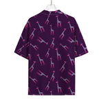 Purple And Teal Giraffe Pattern Print Rayon Hawaiian Shirt