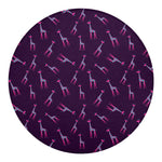 Purple And Teal Giraffe Pattern Print Round Blanket