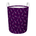 Purple And Teal Giraffe Pattern Print Round Laundry Basket
