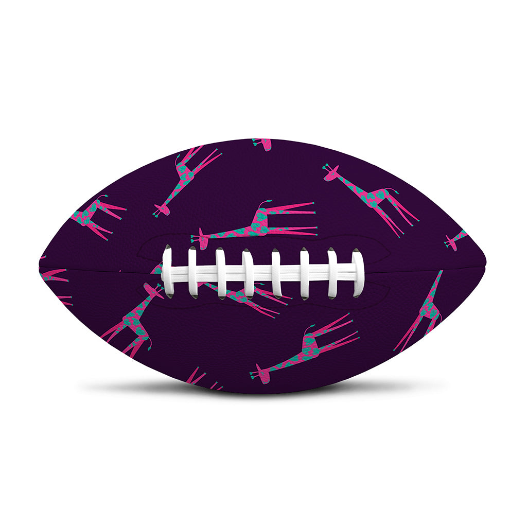 Purple And Teal Giraffe Pattern Print Rugby Ball