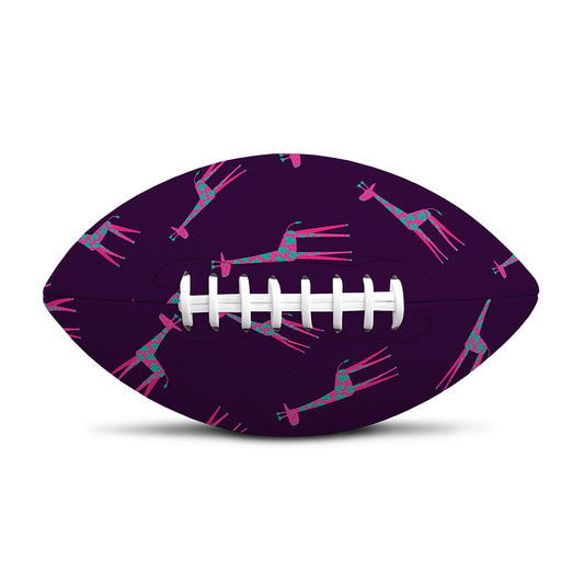 Purple And Teal Giraffe Pattern Print Rugby Ball