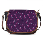 Purple And Teal Giraffe Pattern Print Saddle Bag