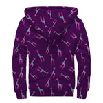 Purple And Teal Giraffe Pattern Print Sherpa Lined Zip Up Hoodie