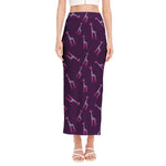 Purple And Teal Giraffe Pattern Print Side Slit Maxi Skirt