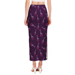 Purple And Teal Giraffe Pattern Print Side Slit Maxi Skirt