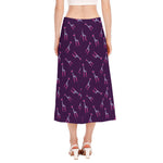Purple And Teal Giraffe Pattern Print Side Slit Midi Skirt