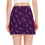 Purple And Teal Giraffe Pattern Print Side Slit Mini Skirt
