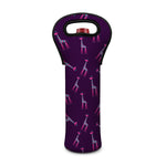 Purple And Teal Giraffe Pattern Print Single Neoprene Wine Tote
