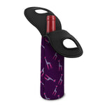 Purple And Teal Giraffe Pattern Print Single Neoprene Wine Tote