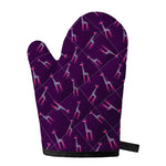 Purple And Teal Giraffe Pattern Print Single Oven Mitt