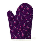 Purple And Teal Giraffe Pattern Print Single Oven Mitt