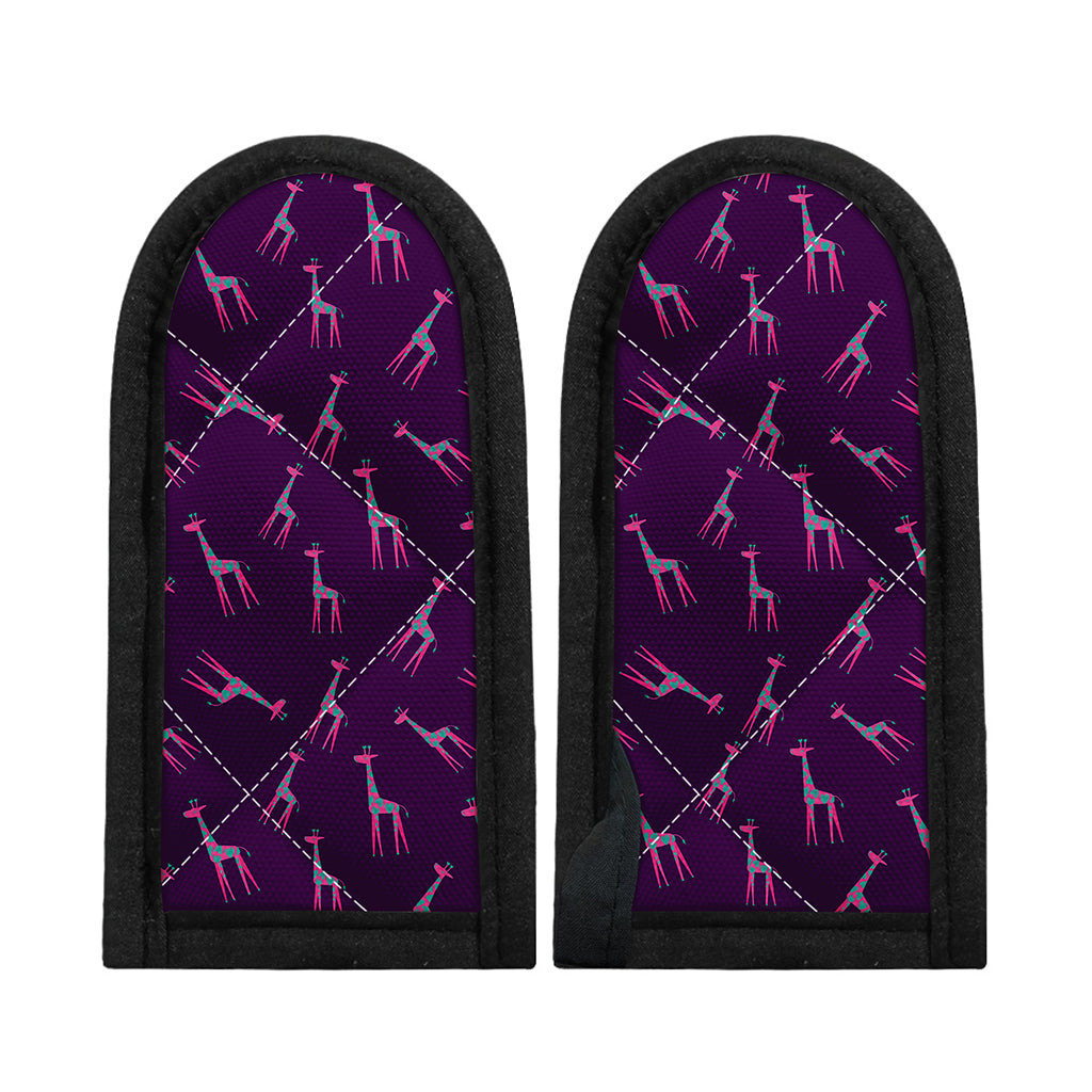 Purple And Teal Giraffe Pattern Print Skillet Handle Cover