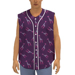 Purple And Teal Giraffe Pattern Print Sleeveless Baseball Jersey