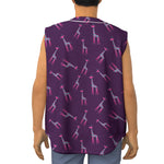 Purple And Teal Giraffe Pattern Print Sleeveless Baseball Jersey